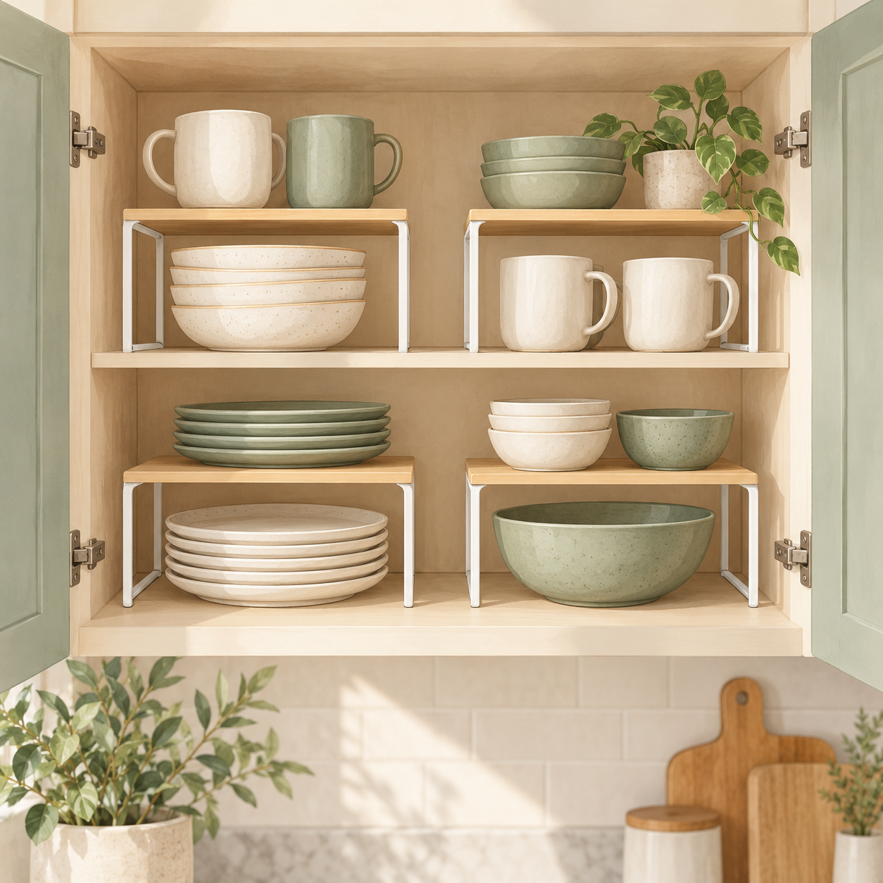 SONGMICS Cabinet Organizer Shelf, Set of 4 Spice Rack, Kitchen Storage – illustrative product image